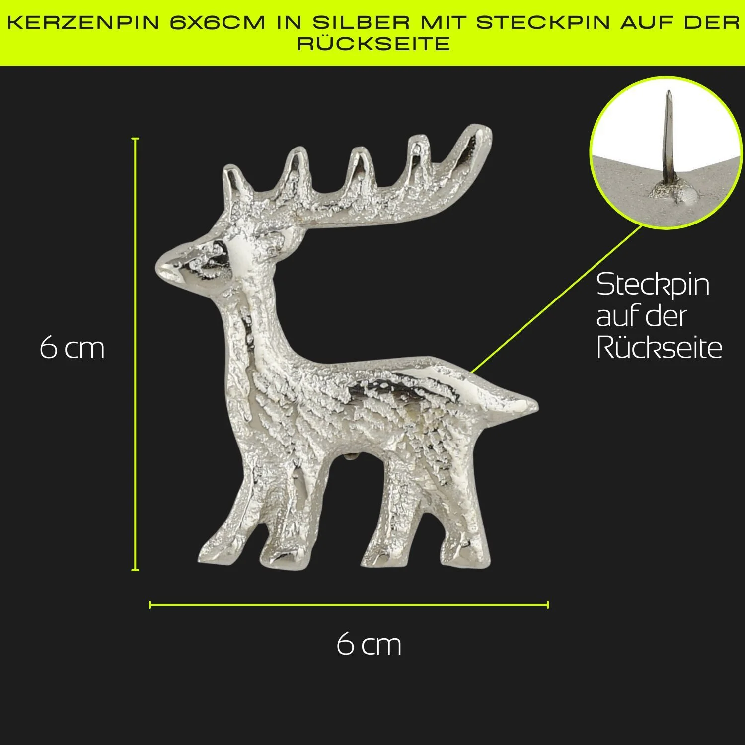 Kerzenpin „Caloge C“ – 6 cm, Silber, Handgefertigt